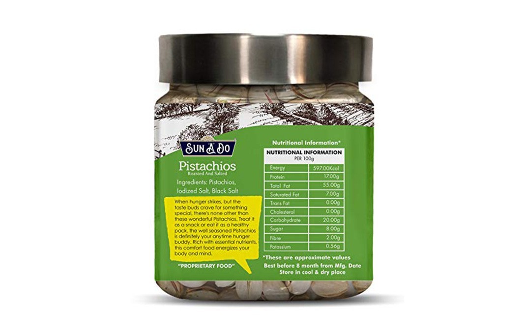 Sun A Do Pistachios Roasted And Salted   Jar  200 grams